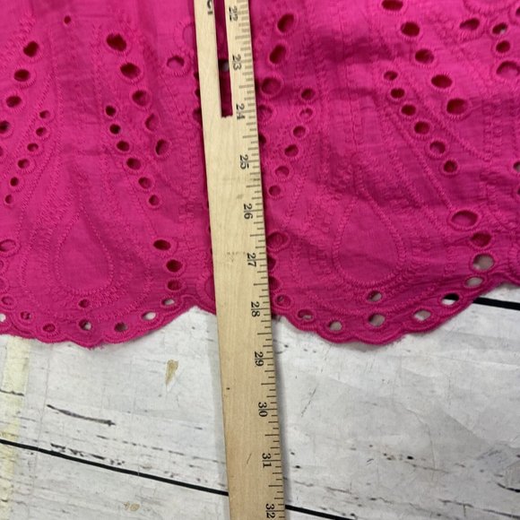 Jennifer & Grace Women 1x Pink Flutter Sleeve Blouse Embroidered High Ne… - Picture 9 of 14